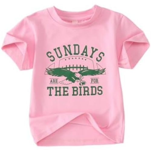 GLIGLITTR Toddler Football Shirt for Boy Girl Sundays are for The Birds Outfit Kids Funny Print Short Sleeve Graphic Tee Tops
