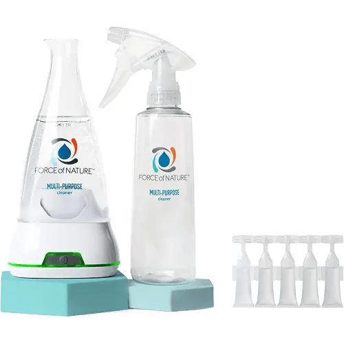 Force of Nature Multi-Purpose Cleaner, Disinfectant & Deodorizer Starter Kit - All Purpose Cleaning Spray with Reusable Bottle, 5 Refills - EPA Registered, Toxin-Free Cleaning Supplies