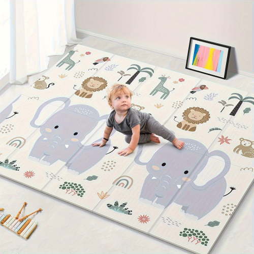 Foldable Baby Play Mat for Floor, 79x71 Extra Large Play Mat, Kids Non Toxic Foam Thick Play Mat for Baby, Waterproof& Anti-Slip Baby Crawling Mat, Folding Play Mats for Babies and Toddlers