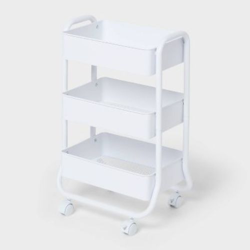 3 Tier Metal Utility Cart Small White - Brightroom™