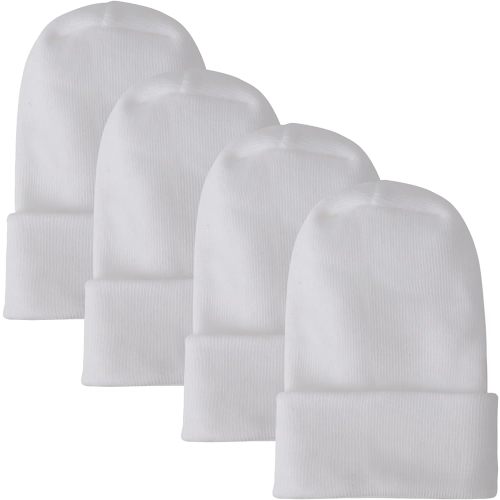 DRESHOW BQUBO 4 Pack Newborn Hospital Hat Infant Baby Hat Cap with Big Bow Soft Cute Knot Nursery Beanie