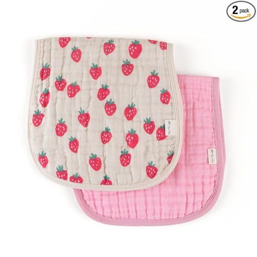 Itzy Ritzy Set of 2 Baby Burp Cloths – Ultra-Soft Absorbent Burping Cloths for Babies - Made of 100% Cotton Muslin and Generously Sized with Trendy Coordinating Prints – Machine Washable (Strawberry)