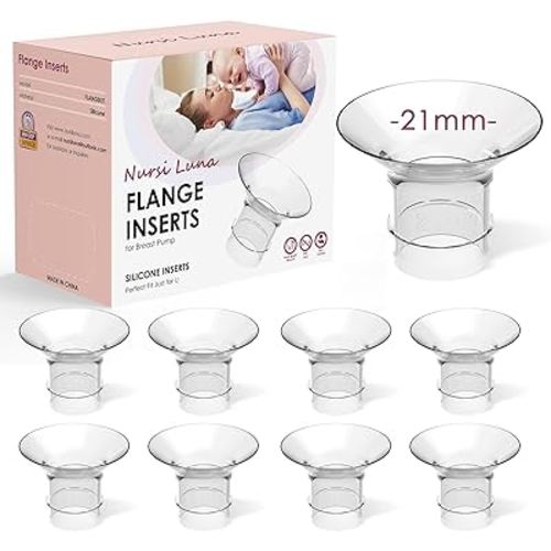 Flange Inserts 8PCS 21mm for 24mm Flange/Shield, Flange Sizing Kit Silicone Flange Insert, Breastfeeding Essentials Kit for New Moms
