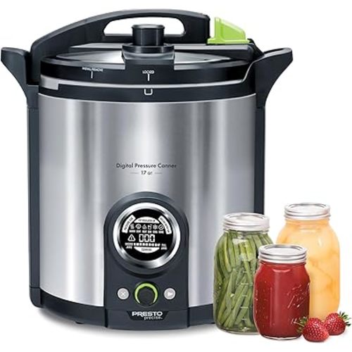 Presto 02152 17-Quart Digital Pressure Canner - Digital Display, Waterbath Capable, 10 Built-In Safety Features, Recipe Book, Stainless Steel