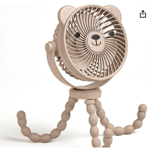 Itzy Ritzy Baby Stroller Fan - Rechargeable Fan Features 360 Degree Swivel, Flexible Wraparound Legs and 3 Speeds (Bear)