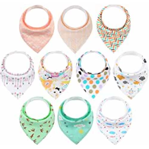 Yoofoss Baby Bibs 10 Pack Soft and Absorbent Baby Bandana Drool Bibs for Boys Girls