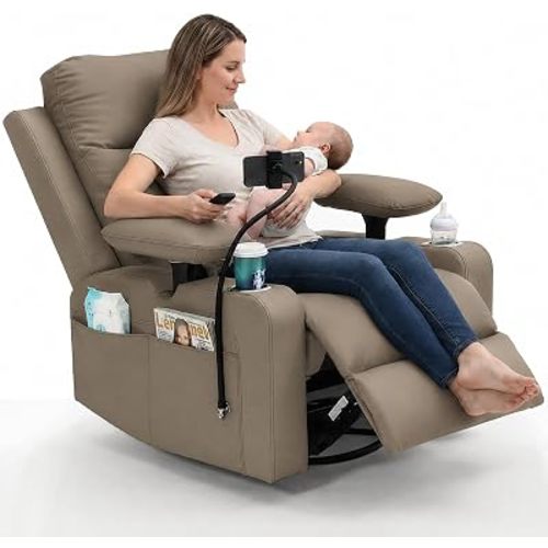 HRVEOCEI Power Glider Chair for Nursery Rocker, USB, Remote Control