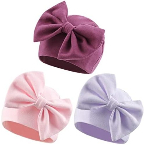 Bamery Newborn Baby Girl Hospital Hat Preemie Cotton Baby Beanie Winter Infant Hats Towel for 0-12 Months