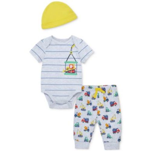 Baby Boys Construction Cotton Bodysuit, Hat & Pants, 3 Piece Set