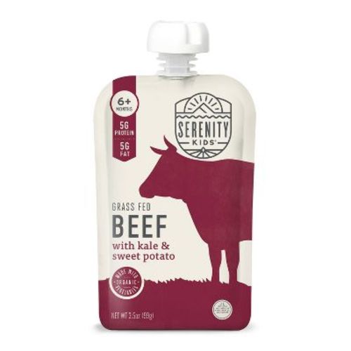 Serenity Kids Grass Fed Beef with Organic Kale & Sweet Potato Baby Food Pouch - 3.5oz