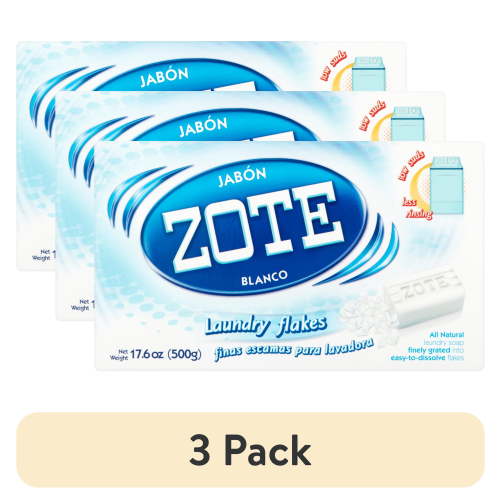 (3 pack) Zote Blanco Laundry Flakes for Washing Machines, All Ages, Gentle on Clothes & Skin, Laundry Detergent, Cleanser Flakes with Sodium Tallowate, 17.6 oz