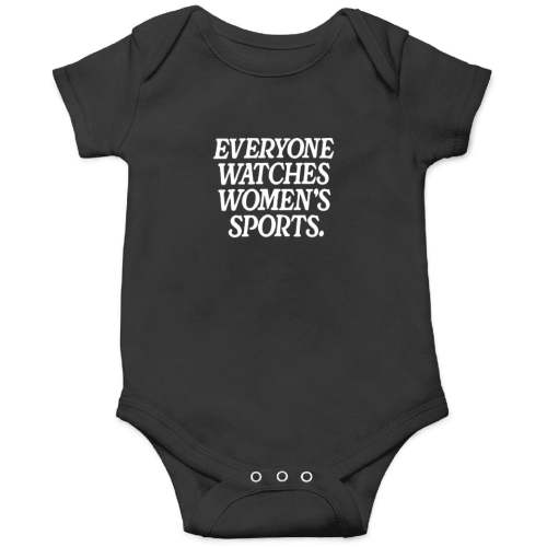 Everyone-Watches-Women'S-Sports-On-Back-Sweatshirt Onesies Kids's Short Sleeve Onesie 12M Black sold by OwenJames | SKU 1129475717 | Printerval