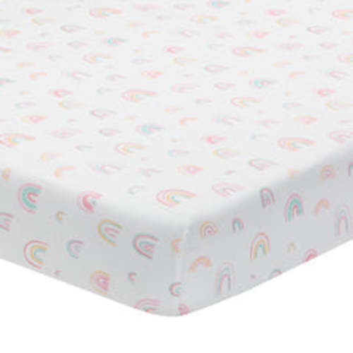 Watercolor Pastel Rainbow Cotton Fitted Crib Sheet