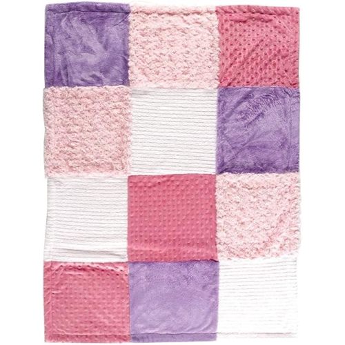 Hudson Baby Unisex Baby Multi-Fabric Panel Plush Blanket, Pink, One Size