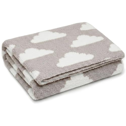 Living Textiles Grey Clouds Chenille Soft Baby Blanket Reversible Premium Cozy Fabric for Best Comfort - for Infant,Toddler,Newborn,Nursery,Boy,Unisex,Throw,Crib,Stroller,Gift, Grey Clouds 40x30