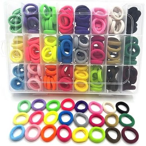 288 Pcs Toddler Hair Ties, Soft Seamless Cotton Baby Hair Ties, Multicolor Small Hair Bands for Little Girls and Kids, Elastic Hair Accessories Ponytail Holders (24 Colors)