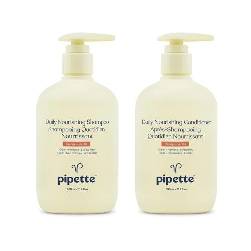 Pipette Daily Nourishing Shampoo and Conditioner Duo, Clean, Tear-Free Shampoo For Kids, Detangling Conditioner For Kids, Sulfate-Free, Paraben-Free, Silicone-Free, Hypoallergenic, Non-Toxic