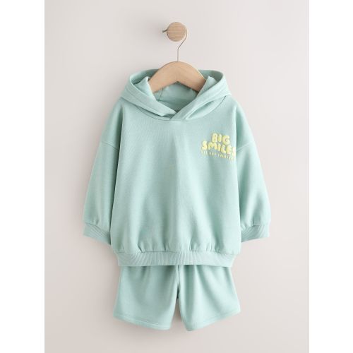 Sage Green Big Smiles Hoodie and Shorts Set (3mths-7yrs)