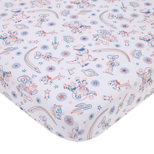 NoJo Disney Toy Story Blue, Orange, and White, Woody, Buzz, and Jessie Super Soft Nursery Fitted Crib Sheet