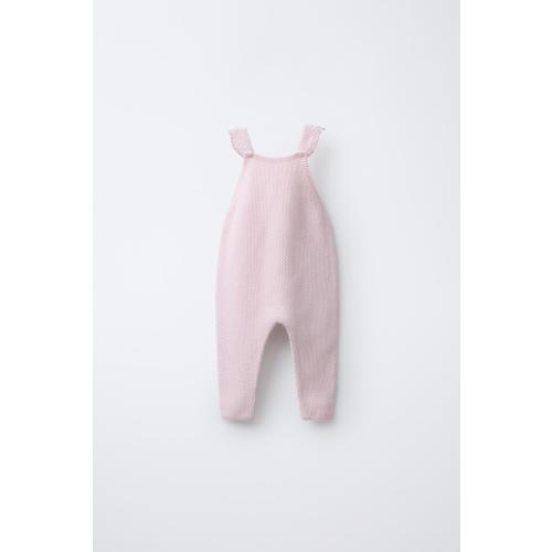 CROCHET STRAP KNIT OVERALLS - Chalk pink | ZARA United States