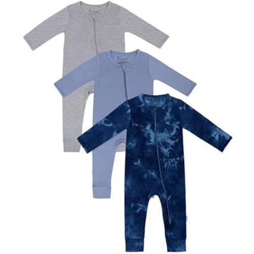 Footless Baby Pajamas Girls Boys 2Way Zipper LongSleeve Sleeper Pjs 3Pack