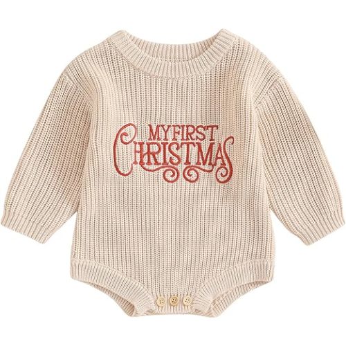 Adobabirl Baby Girl Boy Knitted Sweater Bubble Romper Long Sleeve Jumpsuit Festival Outfit Fall Winter Spring Clothes