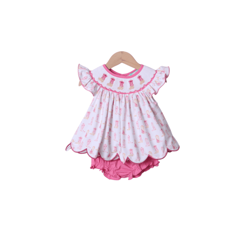 Smocked Cowgirl Boots Bloomer Set - 12M