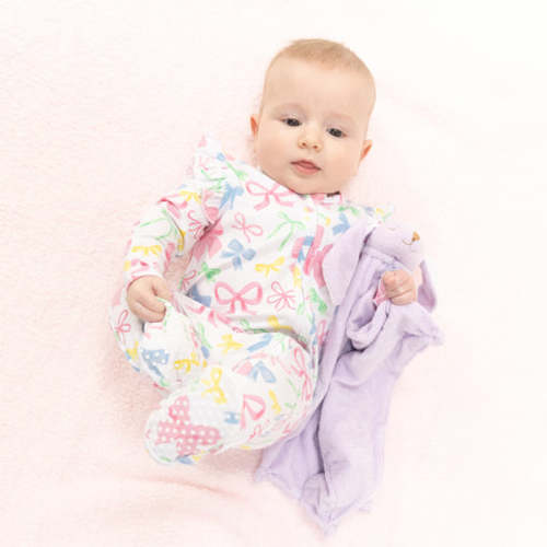 Sweet Bows - 2 Way Ruffle Sleeve Zipper Footie