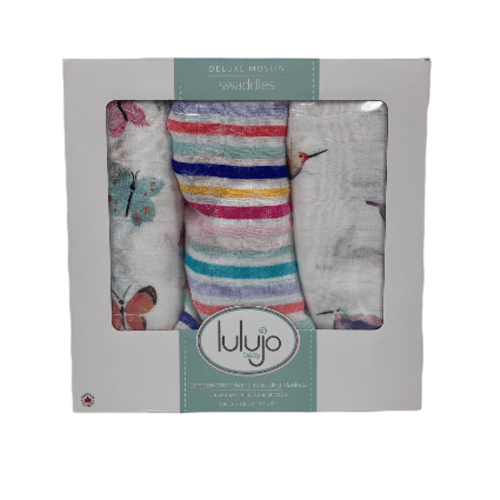 Lulujo Muslin Swaddle Blankets, 3 Pack, Garden Friends
