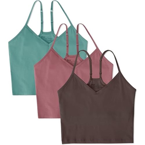 Pact Organic Cotton Women's Everyday Shelf Bra Cropped Camisole 3-Pack