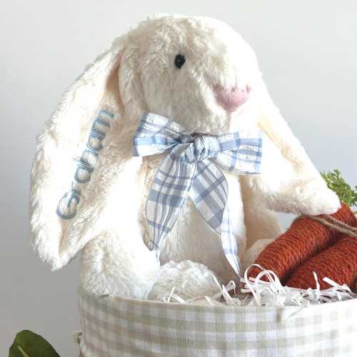 Personalized Easter Bunny, Large Easter Bunny Custom Name Baby Shower & First Easter Gift,Easter Bunny Keepsake for Baby’s First Easter