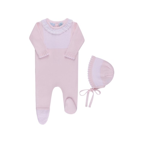 Jacquard Yoke Cotton Footie & Hat Set