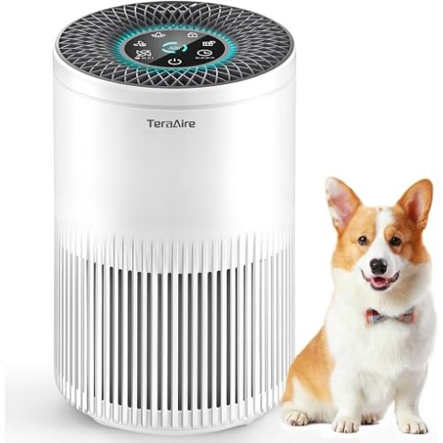 Air Purifiers for Home, Air Purifier with PM 2.5 Air Quality Monitor Cover Up to 1235 Ft², H13 True HEPA Air Filter with 5 mode Light, Sleep Mode, Timer, Fragrance Sponge for Smoke, Odor, Dander