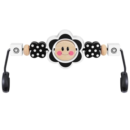 iGRATENS Baby Bjorn Bouncer Toy Bar, Upgrade Toy for Baby Bouncer Soft & Bliss, Easy to Attach and Remove, Child-Friendly Materials, Exciting Design for Curious Babies, Black and White Flowers