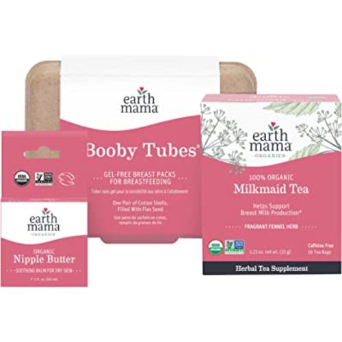 Earth Mama Breastfeeding Kit | Organic Nipple Butter™, Organic Milkmaid Tea & Booby Tubes