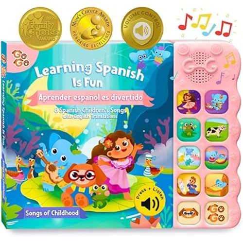 GO GO Spanish Musical Book Vol. 1: 8 Bilingual Songs, Learning Toy for Ages 1-3, Spanish Nursery Rhymes, Libros en Español para Niños, Interactive Libros Infantiles, Engaging Language Tool for Kids