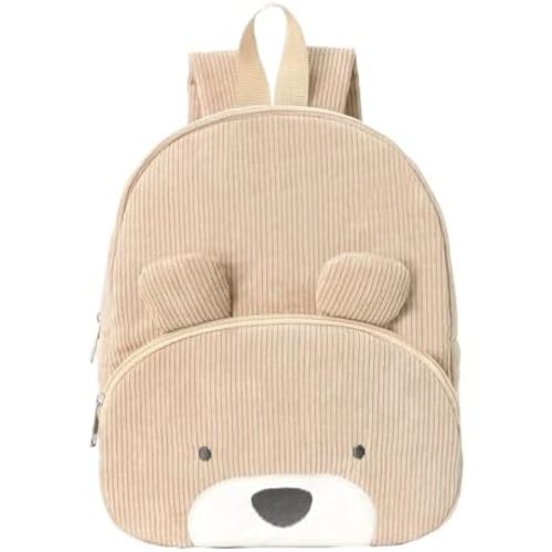 Teddy Bear Backpack Corduroy Toddler Backpack for Boys Girls 2-4, Cute 3D Bear Preschool Kindergarten Daycare Bag, 11.8" Mini Kids Travel Bookbag (Khaki)