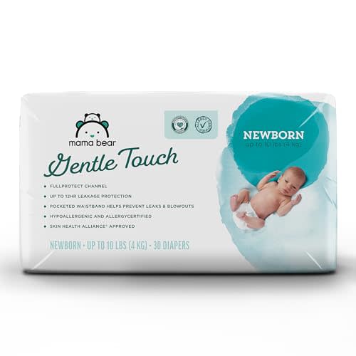 Amazon Brand - Mama Bear Gentle Touch Diapers, Size Newborn, Keeps Baby Dry, Skin Safe, Fragrance-Free, 30 Count