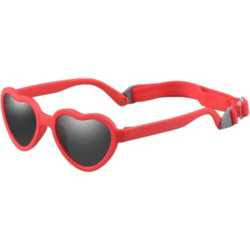 Baby Sunglasses Flexible Polarized Heart Shaped Sunglasses with Strap for Toddler Newborn Infant Ages 0-24 Months