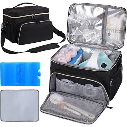 Breast Pump Bag Fit for Spectra S1 and S2, Pumping Bag with Breastmilk Ice Pack & Waterproof Mat, Perfect for Working Moms and Travel