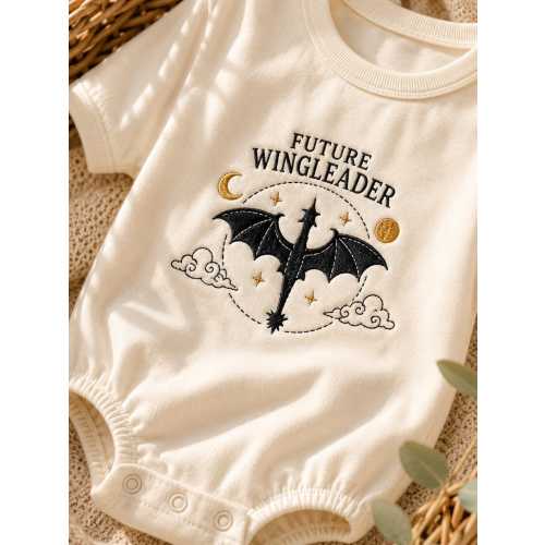 Future Wingleader Dragon Embroidered Romper, Fantasy Baby Gift, Newborn Coming Home Outfit, Baby Shower Gift for Book Lovers
