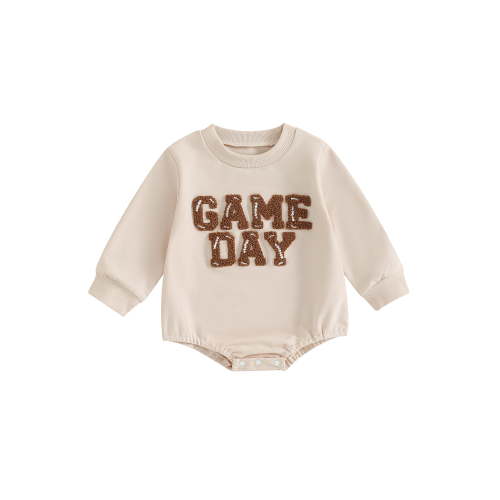 Baby Boy Girl Football Outfit Game Day Onesie Football Romper Pullover Oversized Sweatshirt Fall Winter Clothes