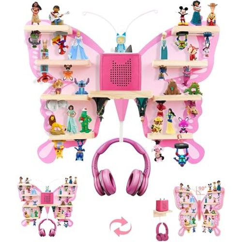 Wooden Butterfly for Tonies Figures & Box 1/2 Storage Shelf, Convertible