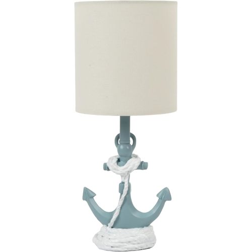 Decor Therapy Anchor Resin Accent Lamp, Easy on/Off Push-Through Light Switch, Coastal Style, Energy Efficient, 40W, Sky Blue - (8" D x 8" W x 16" H)