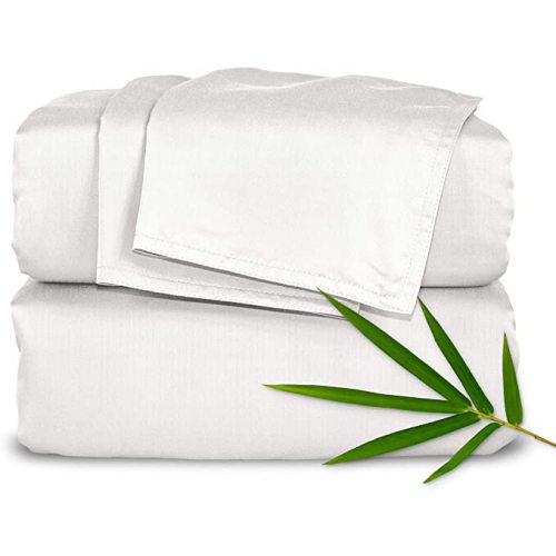 King Sheets by Pure Bamboo, Genuine 100% Organic Viscose Derived from Bamboo Bed Sheet Set, Soft & Cooling, Double Stitching, 2 Year Quality Promise (King, White)