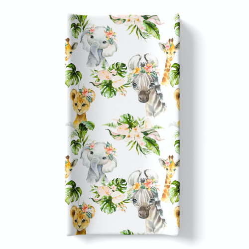 Honey Lemonade Baby Diaper Changing Pad Cover Africa Animals Design Animal Changing Pad Cover Multicolor Diaper Pad Cover for Toddler & Kids - 32"x 16"