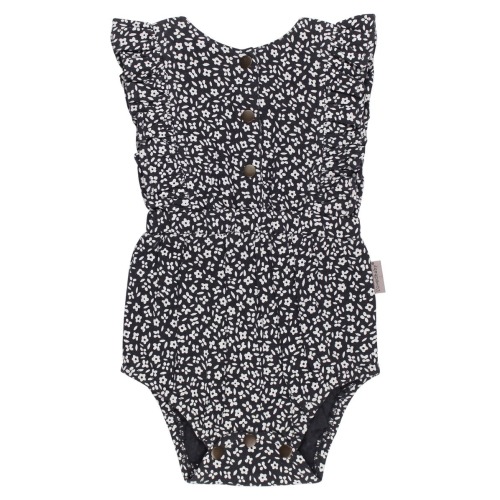 Ruffle Organic Cotton Gauze Romper, 0-3M