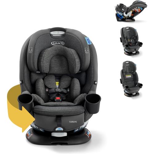 Graco Turn2Me 3-in-1 Rotating Convertible Car Seat, Manchester, Rear-Facing Rotation, Forward-Facing Mode, Highback Booster Up to 100 lbs, Adjustable Headrest & Harness, Steel Reinforced Frame