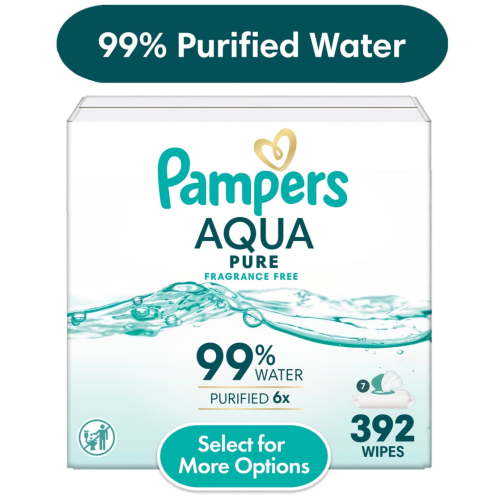 Pampers Aqua Pure Baby Wipes Unscented, 7-Pack, 392 Total Count (Select for More Options)