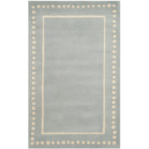 SAFAVIEH Bella Danita Plain Dotted Bordered Wool Area Rug, Light Blue/Ivory, 2'6" x 4'